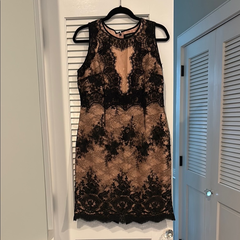 Ivanka Trump Black Tan Cut Out Backless Mini Dress